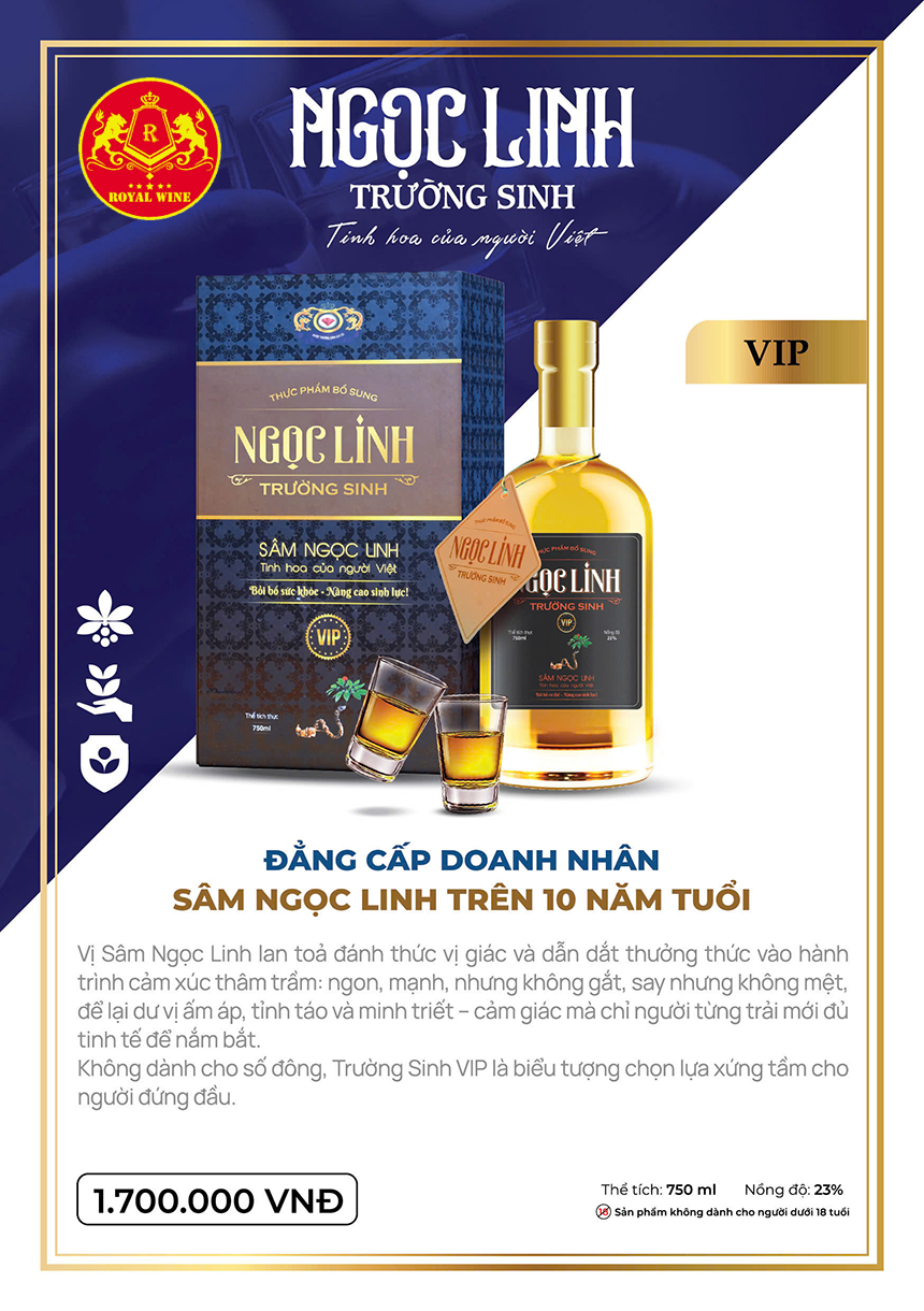 Rượu Sâm Ngọc Linh Trường Sinh Vip