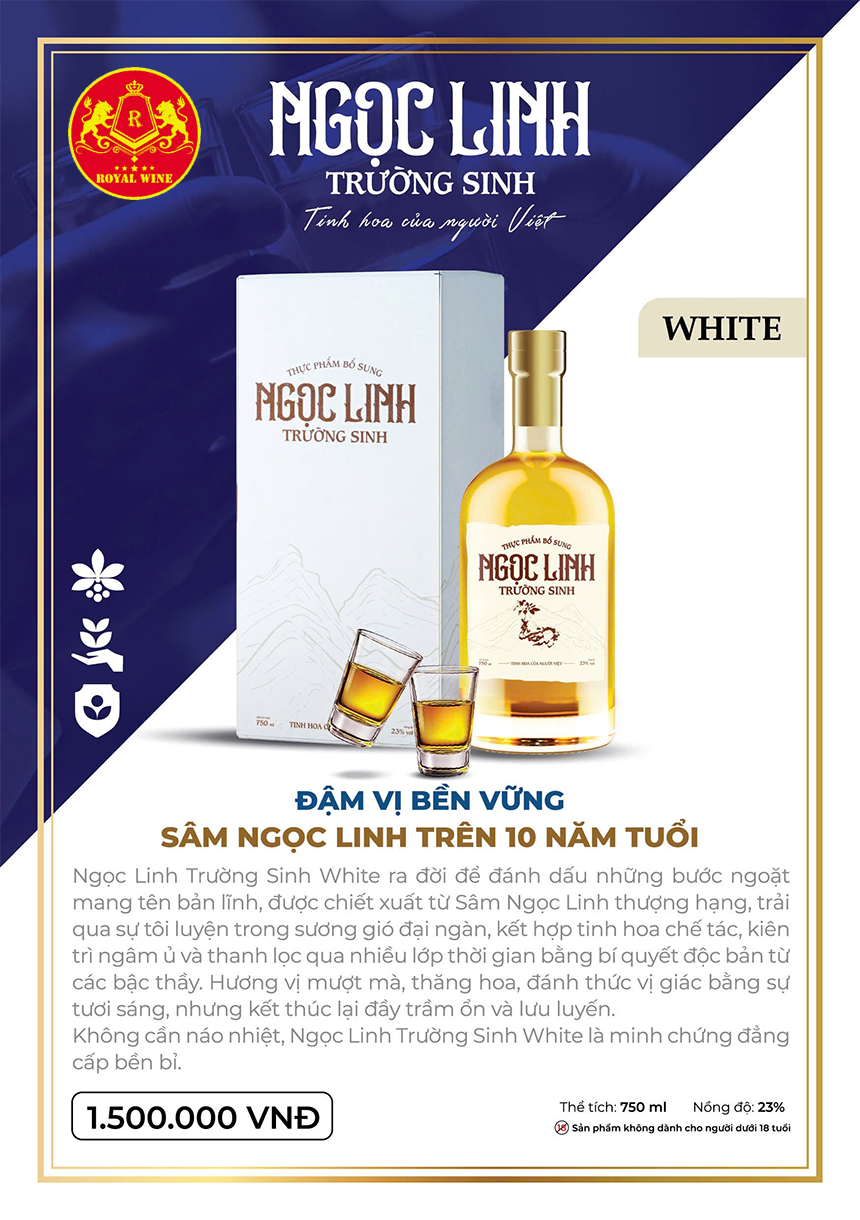 Rượu Sâm Ngọc Linh Trường Sinh White