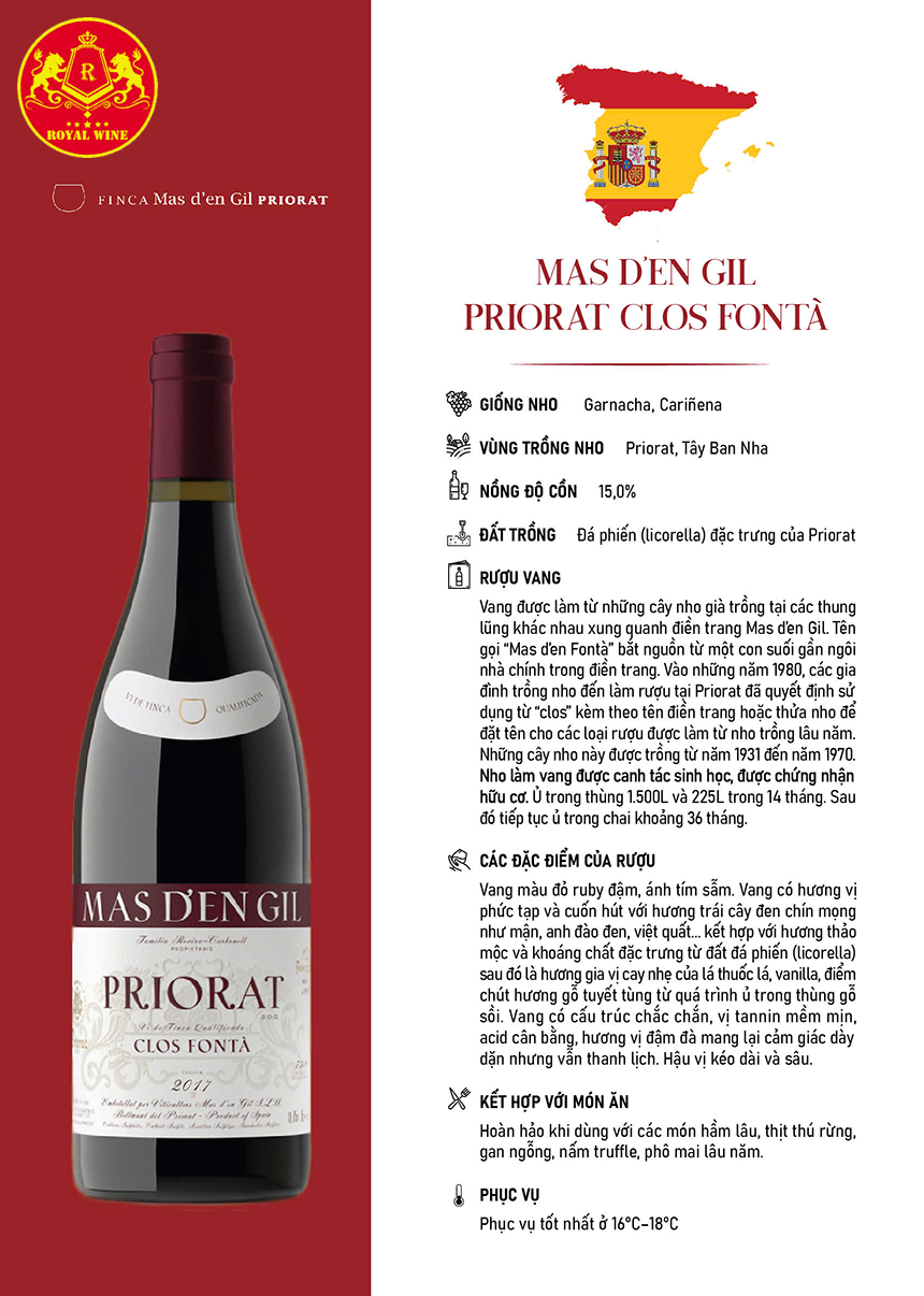 Rượu vang Mas D'en Gil Priorat Clos Fonta