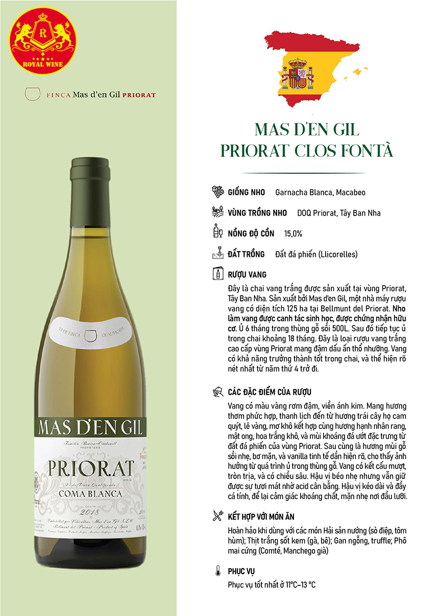 Rượu vang Mas D'en Gil Priorat Coma Blanca